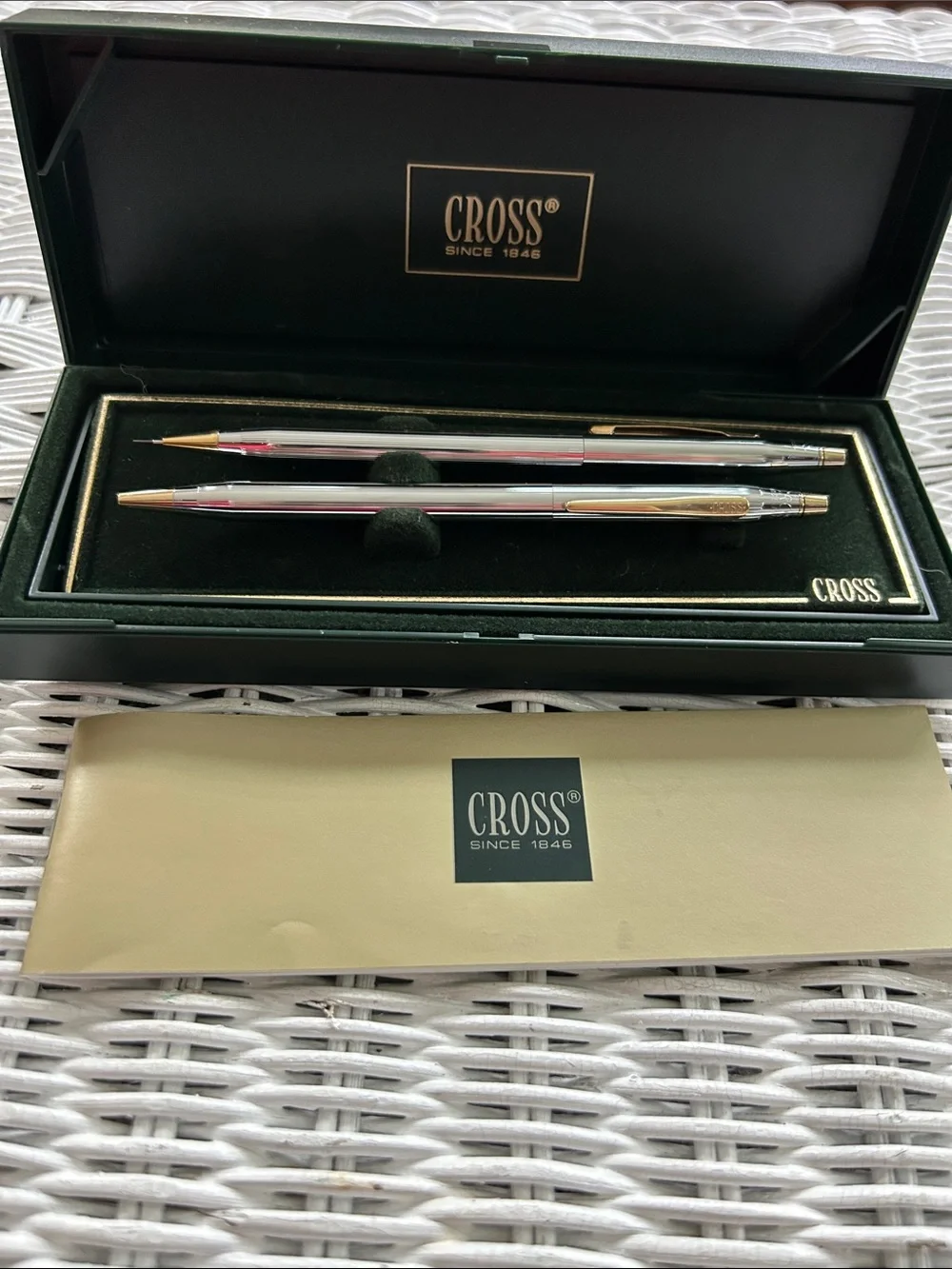 Cross Classic Ballpoint Pen and Pencil Set Chome Plated Finish/23k Go Plated Tip